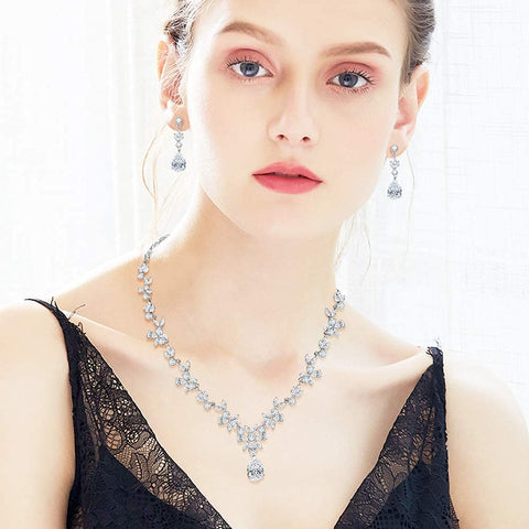 White Gold Plated Jewelry Set with White AAA Cubic Zirconia