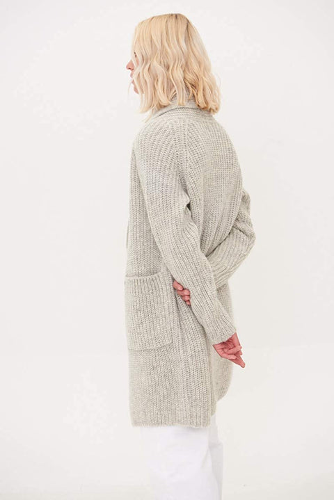 Aoysky Women's Long Sleeve Cable Knit Sweater Open Front Cardigan Loose Outerwear with Pockets