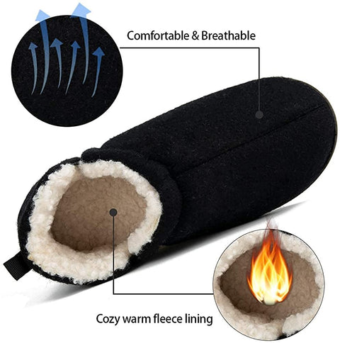 Slippers for Men Cozy Memory Foam Closed Back House Shoes with Plush Sherpa Fleece Lining Anti-Skid Rubber Sole Slip on Flats Slippers Indoor Outdoor