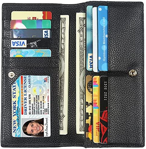 Lavemi RFID Blocking Ultra Slim Real Leather Credit Card Holder Clutch Wallets for Women