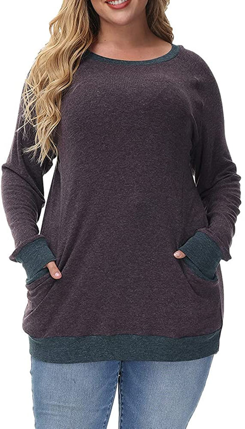 Plus Size Sweatshirts for Women No Hood Crewneck Pullover Long Sleeve Tops Fall Casual Tunic Sweatshirt