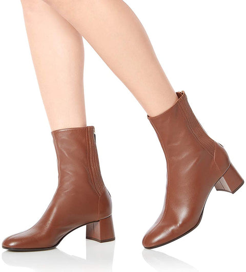FSJ Women Comfort Ankle Boots Closed Round Toe Block Chunky Mid Heels Ankle-Wrap Back Zipper Party Dress Fall Winter Shoes Size 4-15 US