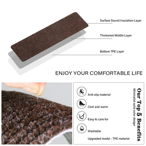 Fungzou Stair Treads Non-Slip Carpet Rugs Set 15PCS, Safety for Kids Elders and Dogs with Reusable Machine Washable Anti Slip Base Rug (Black Grey)