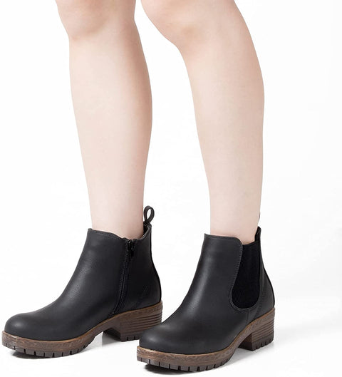 mysoft Women's Fashion Chelsea Boots Chunky Heel Ankle Booties