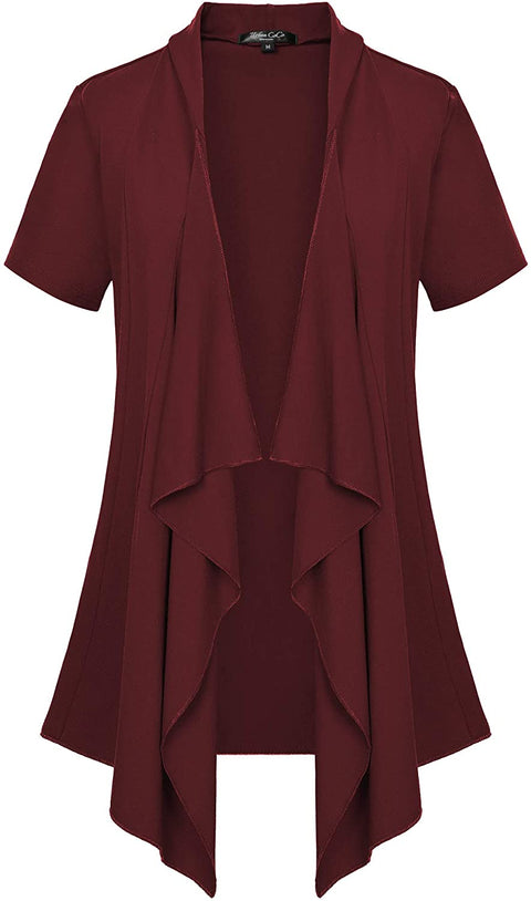 Women's Short Sleeve Draped Open Front Cardigan Lightweight Summer Vest for Women