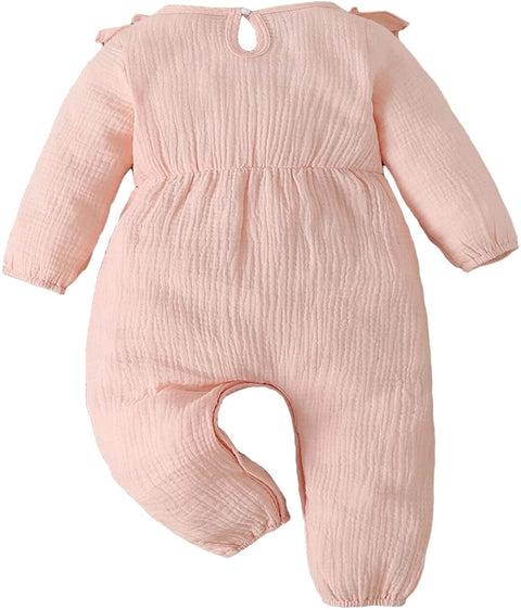 Toddler Baby Girls Casual Button Crotch Rompers Soft Solid Comfortable Bowknot Cute Infant Bodysuits Outfits