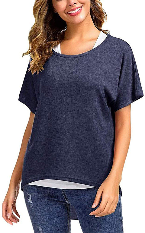 Women's Short Sleeve Scoop Neck T Shirts Summer Casual Loose Baggy Tops Shirts