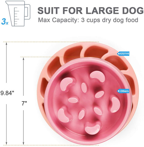 XZQTIVE Slow Feeder Dog Bowl Anti Fast Eating Large Feeder Slow Feeding Interactive Bloat Stop Dog Bowls