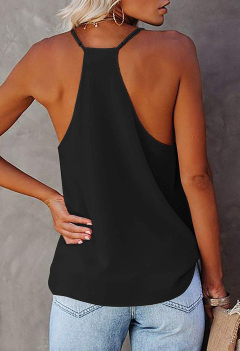 Womens V Neck Camisole Solid Sleeveless Tank Tops Casual Halter Loose Fit Racerback Shirts