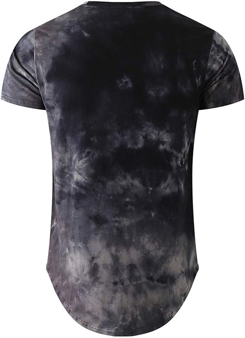 KLIEGOU Men's Hip hop Tie Dye Short Sleeve T-Shirt