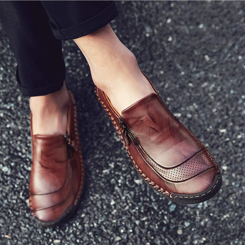 JINGJING Men Loafers Casual Zipper Non-Slip Soft Comfortable Slip On Loafers