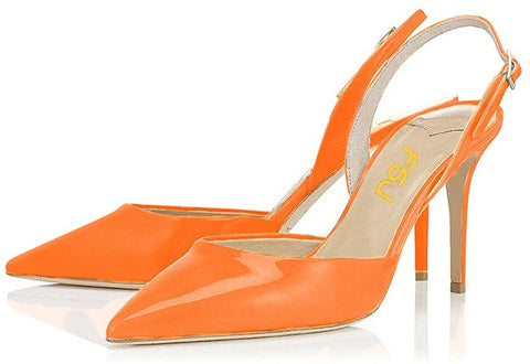 FSJ Women Pointed Toe Pumps Slingback Stilettos Heels Sandals Ankle Strap Shoes Size 4-15 US