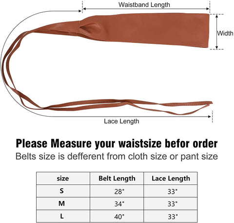 Womens Waist Belts For Dress Wide Leather Cinch Belt Lace Up Wrap Around Obi Bowknot Waistband
