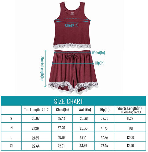 Women Short Pajamas Set Bamboo Viscose Comfortable Sleepwear Sleeveless Tank Top and Shorts 2 Piece