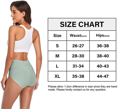 Womens Cotton Underwear,High Waisted Underpants Full Coverage Briefs Soft Stretch No Muffin Top Ladies Panties