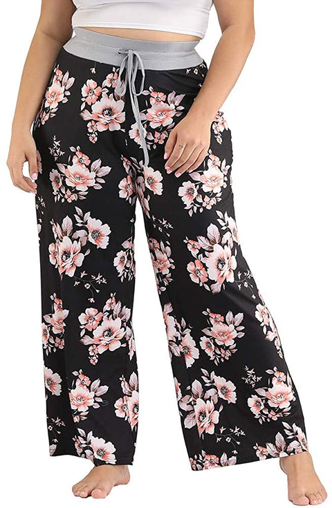 Plus Size Pajama Pants for Women Casual Drawstring Palazzo Sleep Lounge Pants Loose Fit