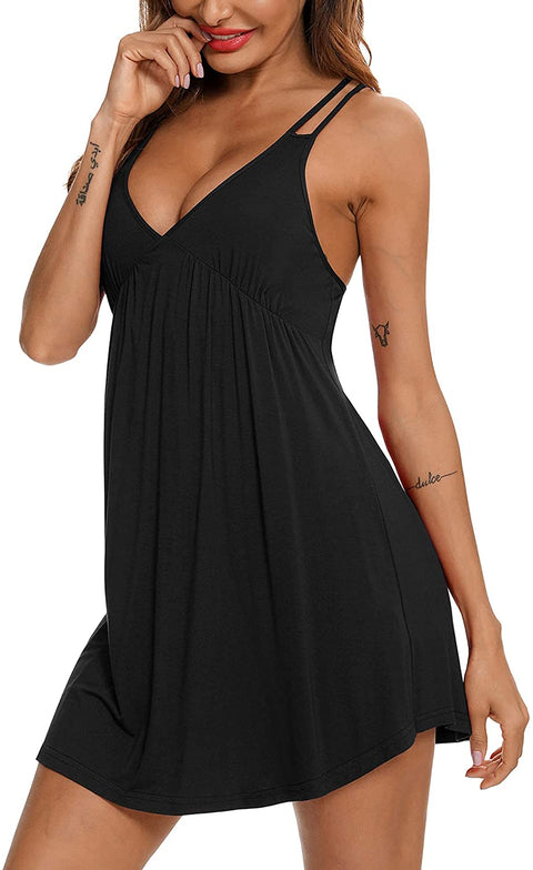 Sexy Lingerie Sleepwear for Women Chemises V-Neck Full Slip Babydoll Nightgown Dress S-XXL