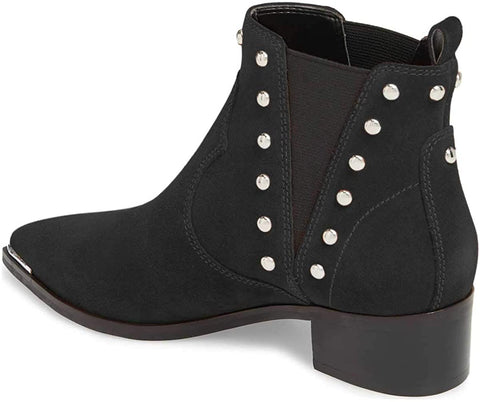 FSJ Women Dressy Chelsea Ankle Boots Pointed Toe Chunky Low Heels Side Panel Faux Suede Shoes Size 4-15 US