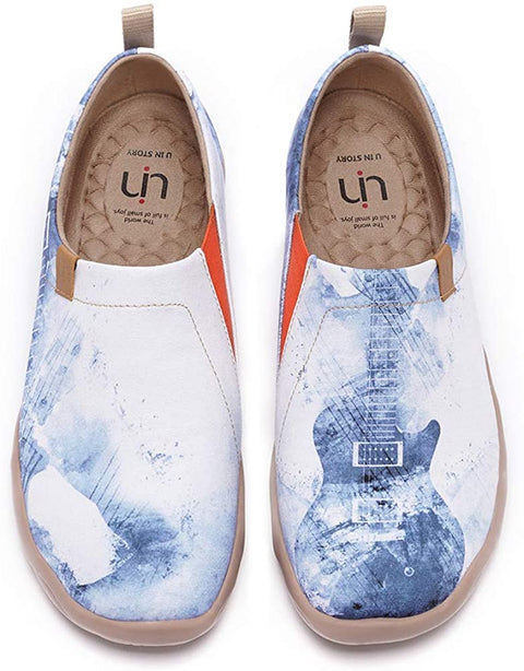 UIN Women's Men's Slip ons Canvas Lightweight Sneakers Walking Casual Flats Art Painted Travel Shoes Unisex Music Chase
