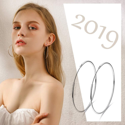 50mm 925  Silver Hoop Earrings for Women