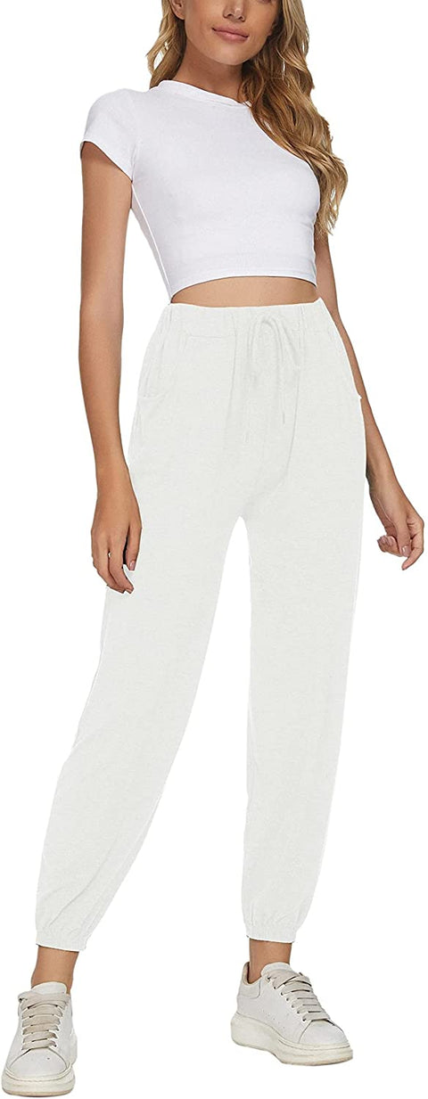 Women's High Waist Joggers with Pockets Comfy Casual Athletic Workout Sweatpants