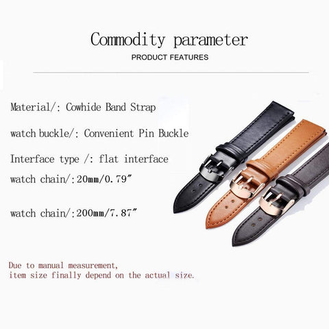 Quick Release Genuine Leather Watch Band Replacement