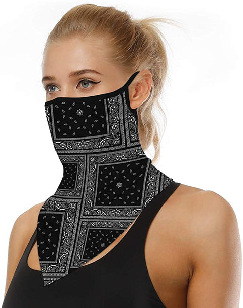 Unisex Face Balaclava Scarf Bandana Ear Loops Neck Gaiter for Dust Wind Motorcycle Headwear Outdoors