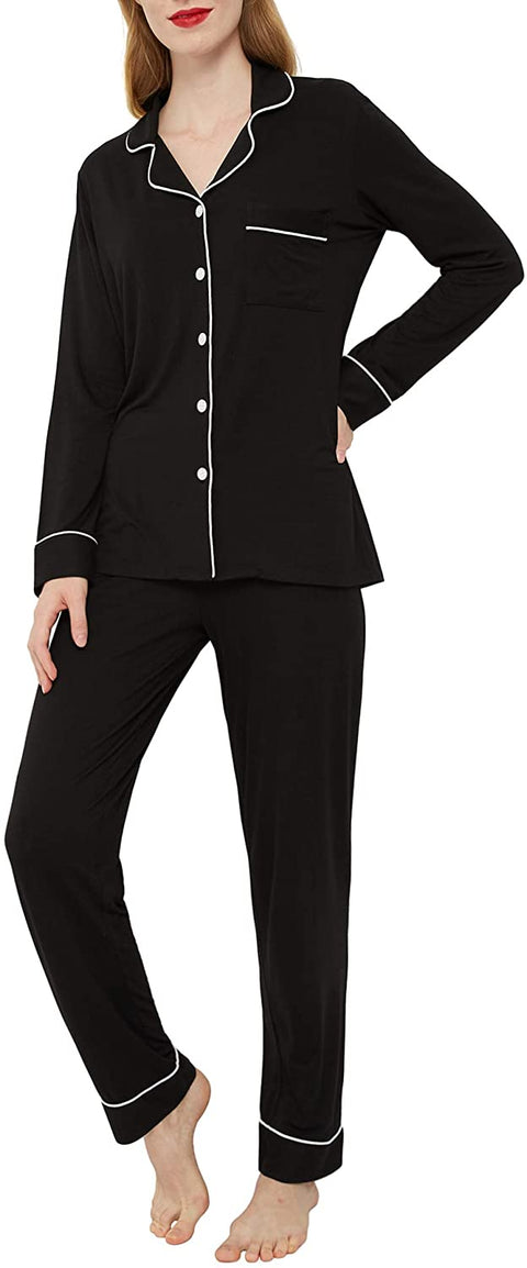 INNERSY Women's Soft Pajamas Set Silky Sleepwear 2 Piece Long Sleeve Party Pjs