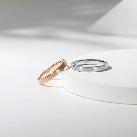 TRUMIUM 3mm 5mm Tungsten Rings for Women Mens Rose Gold/Silver Brushed Thin Engagement Wedding Band Comfort Fit Size 4-12