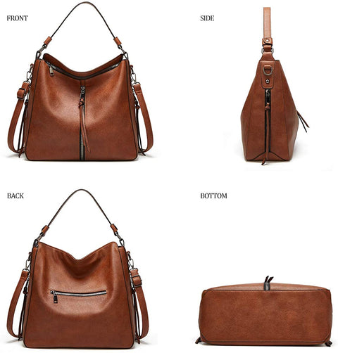 Women Fashion Synthetic Leather Handbags Tote Bag Shoulder Bag Top Handle Satchel Purse Set 4pcs