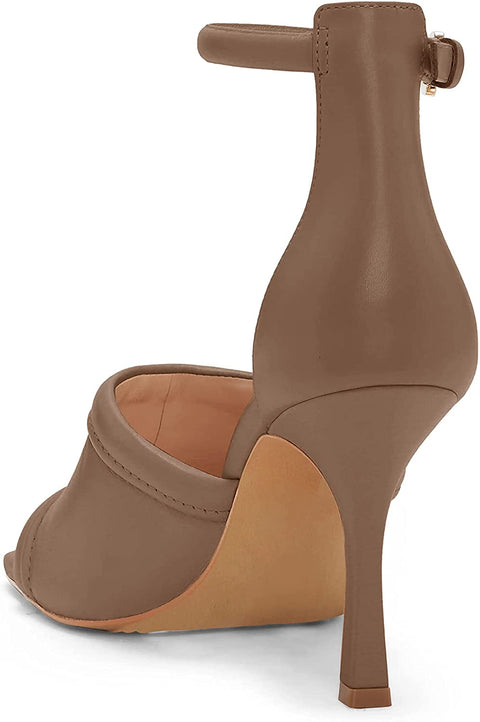 Womens Peep Toe Stiletto Heeled Sandals Ankle Strap Slip On Buckle Slides Kitten Heel Pump Comfortable Shoes