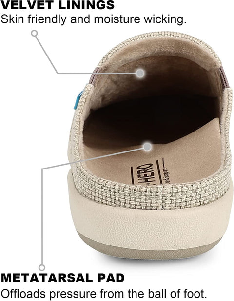 Womens Slippers with Arch Support - Clog Slippers for Women, Outdoor Slippers Comfy Slippers for Women, Slip On Clog with Anti-Skid Rubber Sole, Cream, 10