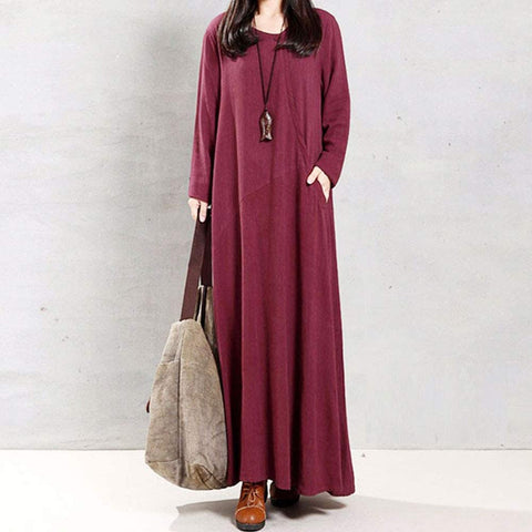 Women's Round Neck Fashion Spring Summer Long Sleeve Skirt