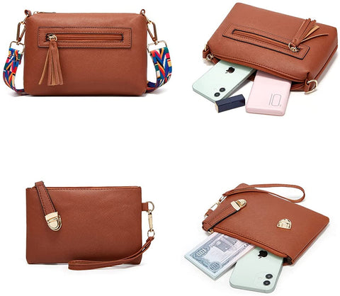 Women Fashion Synthetic Leather Handbags+Shoulder Bag+Purse+Card Holder 4pcs Set Tote