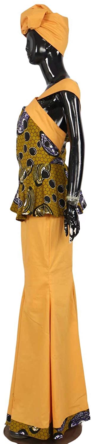 African Dresses for Women Camisole 3 Pieces Tops & Skirts & Headwrap Sets Ankara Wedding Dress Clothes Maxi Long Outfits