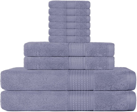 POKARLA Fresh Towel Set, 10 Piece Bathroom Towels Set (2 Bath Towels, 2 Wash Towels, 6 Hand Towels), 100% Cotton, Super Soft, Ultra-Absorbent, Fresh Feel, Easy Care,Shower Towel