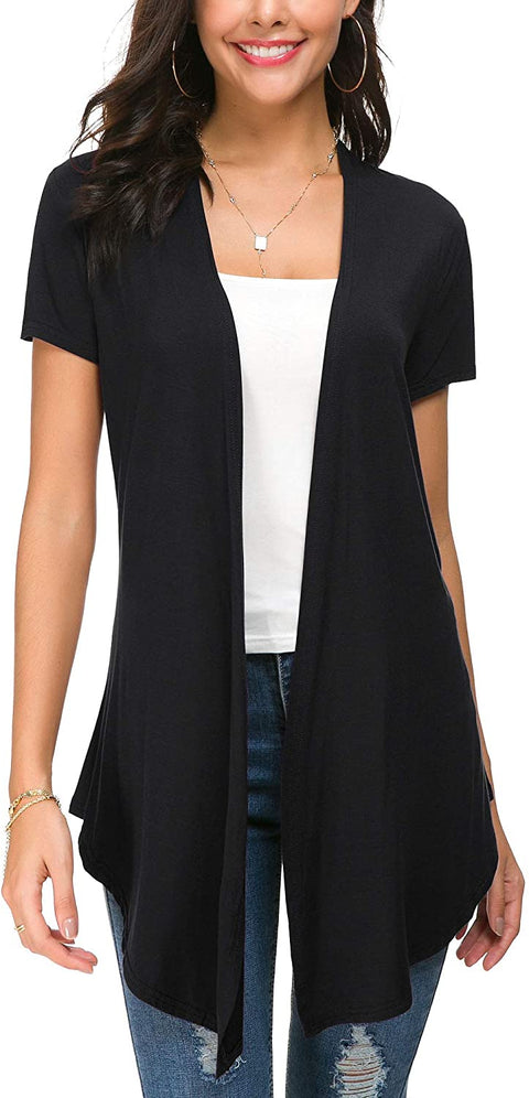 Womens Open Front Short Sleeve Cardigans for Women Lightweight Summer Drape Cardigan Vest