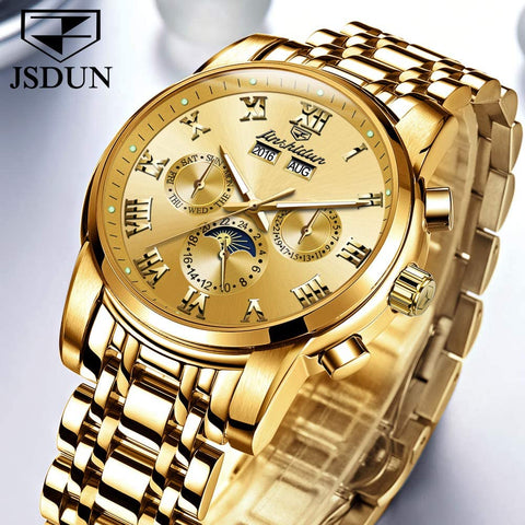 Gold Mens Mechanical  Stainless Steel  Luxury Watch