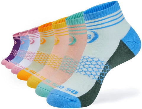 Womens Ankle Socks 7 Pairs Running Athletic Cushioned Sole Heel Shield Socks With Tab