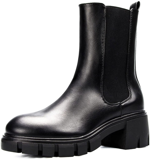 mysoft Women's Chelsea Boots Round Toe Chunky Platform Fashion Ankle Boots