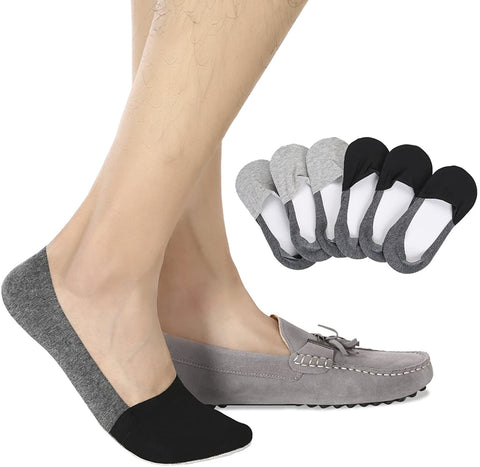 Mens No Show Socks Non-Slip Grips Casual Low Cut Boat Sock 6 Pack