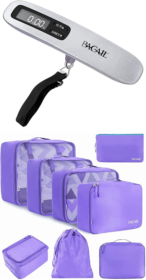 BAGAIL 8 Set Packing Cubes+Digital Luggage Scale