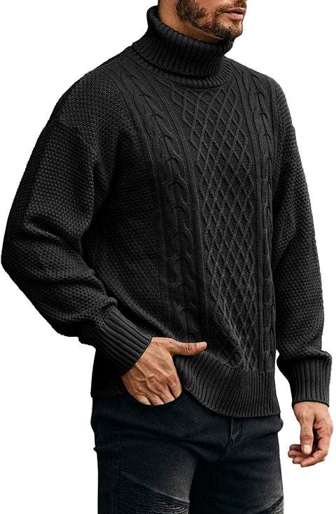 Men's Turtleneck Loose Fit Knit Sweaters