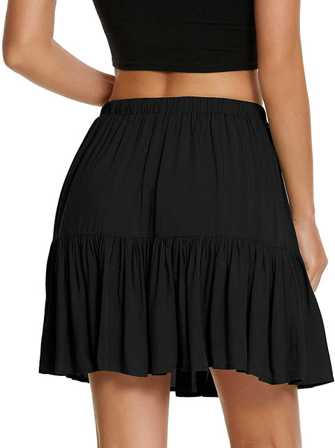 Women's Flared Short Skirt Floral/Solid Ruffle Mini Skater Skirt