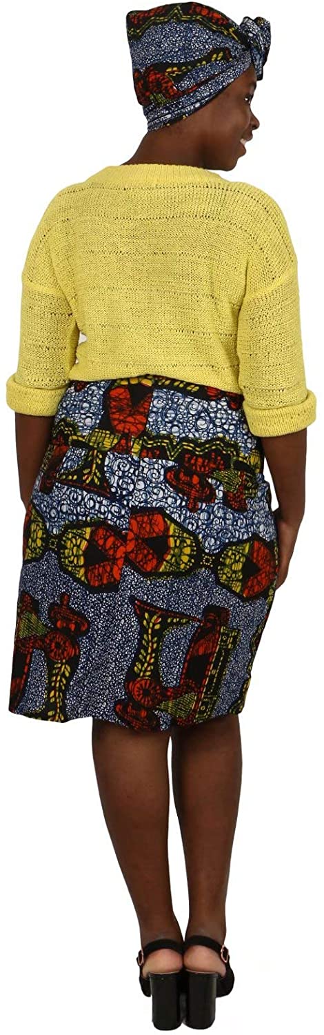 XIAOHUAGUA African Womens Wax Print Skirt Dashiki Plus Size Midi Dresses with Headwrap