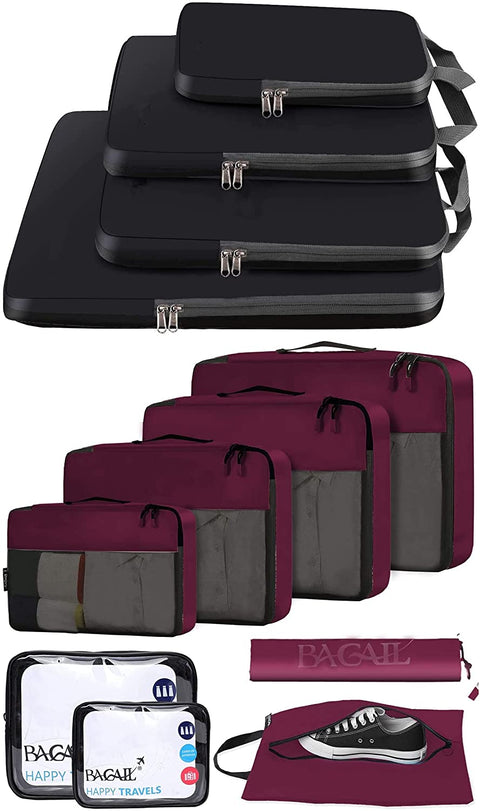 BAGAIL 8 Set Packing Cubes+4 Set Compression Packing Cubes
