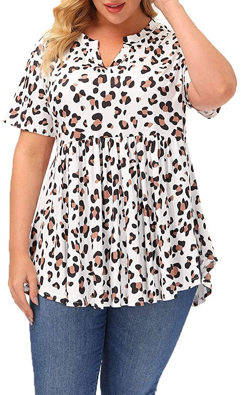 Women's Plus Size Tunic Tops Short Sleeve Floral Tunics for Leggings