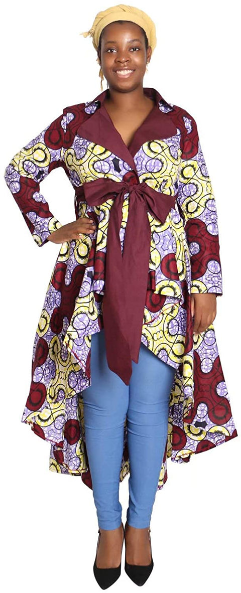 Women African Traditional Top Dashiki Print Long Sleeve Shirt Casual Cotton Outwear