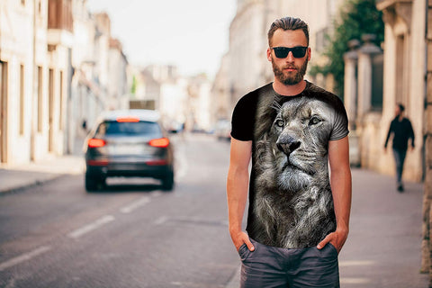 KYKU Lion Tshirt Men Size S-XXXL 3D T Shirt Animal T-Shirts for Mens Clothing
