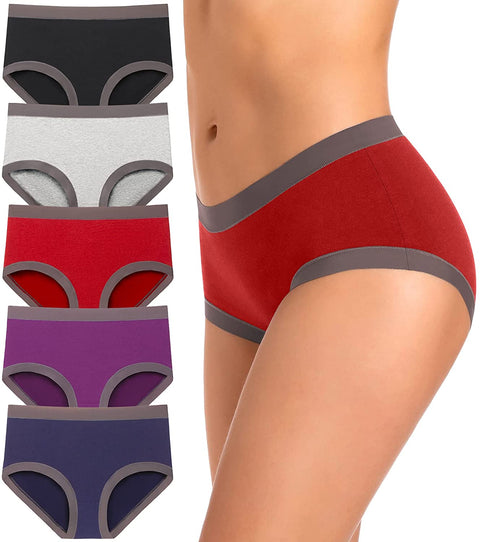Womens Cotton Underwear, 5 Pack Seamless Briefs Soft Full Coverage Hipster Panties Breathable Stretch Briefs